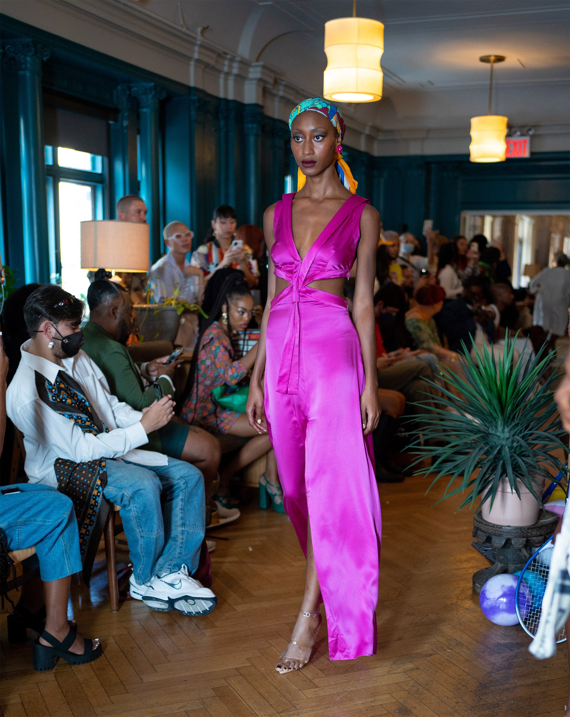 Cut Out Maxi Dress with Sailor Collar-Fucsia 10