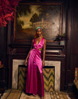 Cut Out Maxi Dress with Sailor Collar-Fucsia