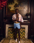Swim Trunk with Embroidered Patch-Light Blue-Pre Order