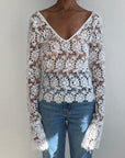 Storyteller V-Neck Lace Crochet Top-Pre-Order