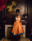 Orange Cocktail Dress with Vintage Beads