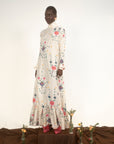 Country Girl Dress- Ivory Floral Silk Dupioni