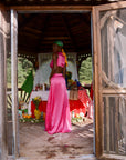 Cut Out Maxi Dress with Sailor Collar-Fucsia