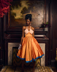 Orange Cocktail Dress with Vintage Beads