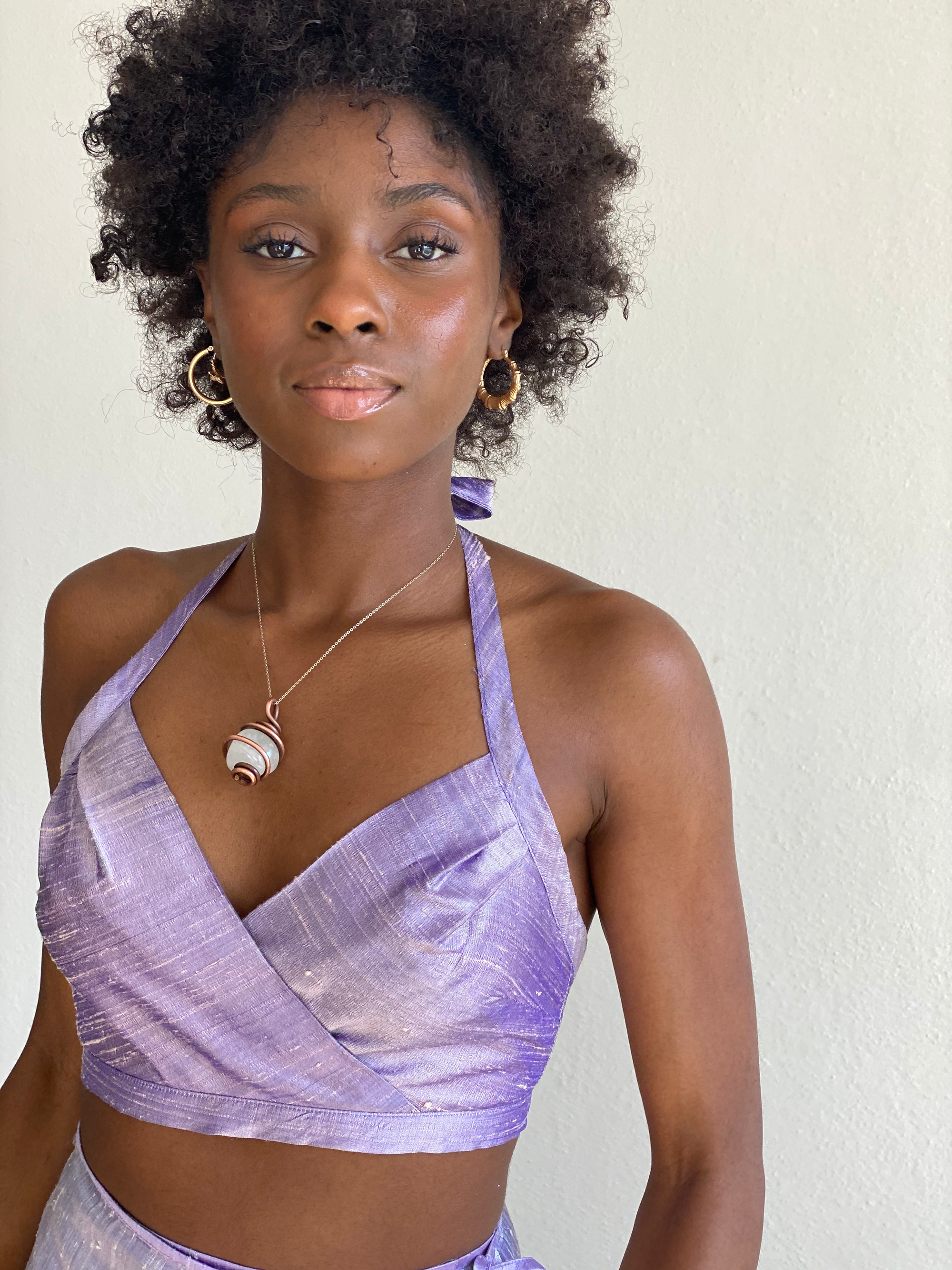 Lavender Silk Halter Top