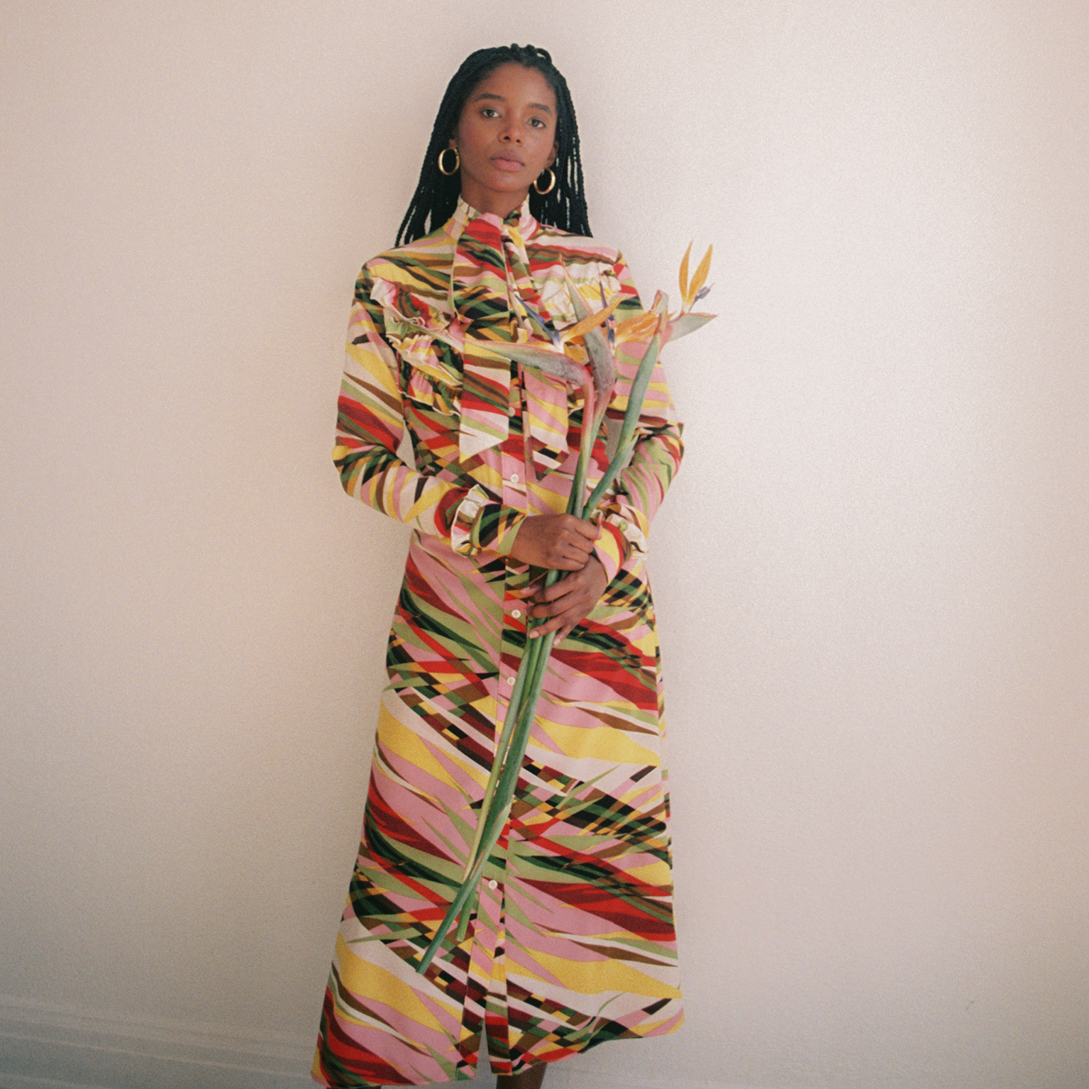 Rebecca Pussybow Dress - Abstract Print