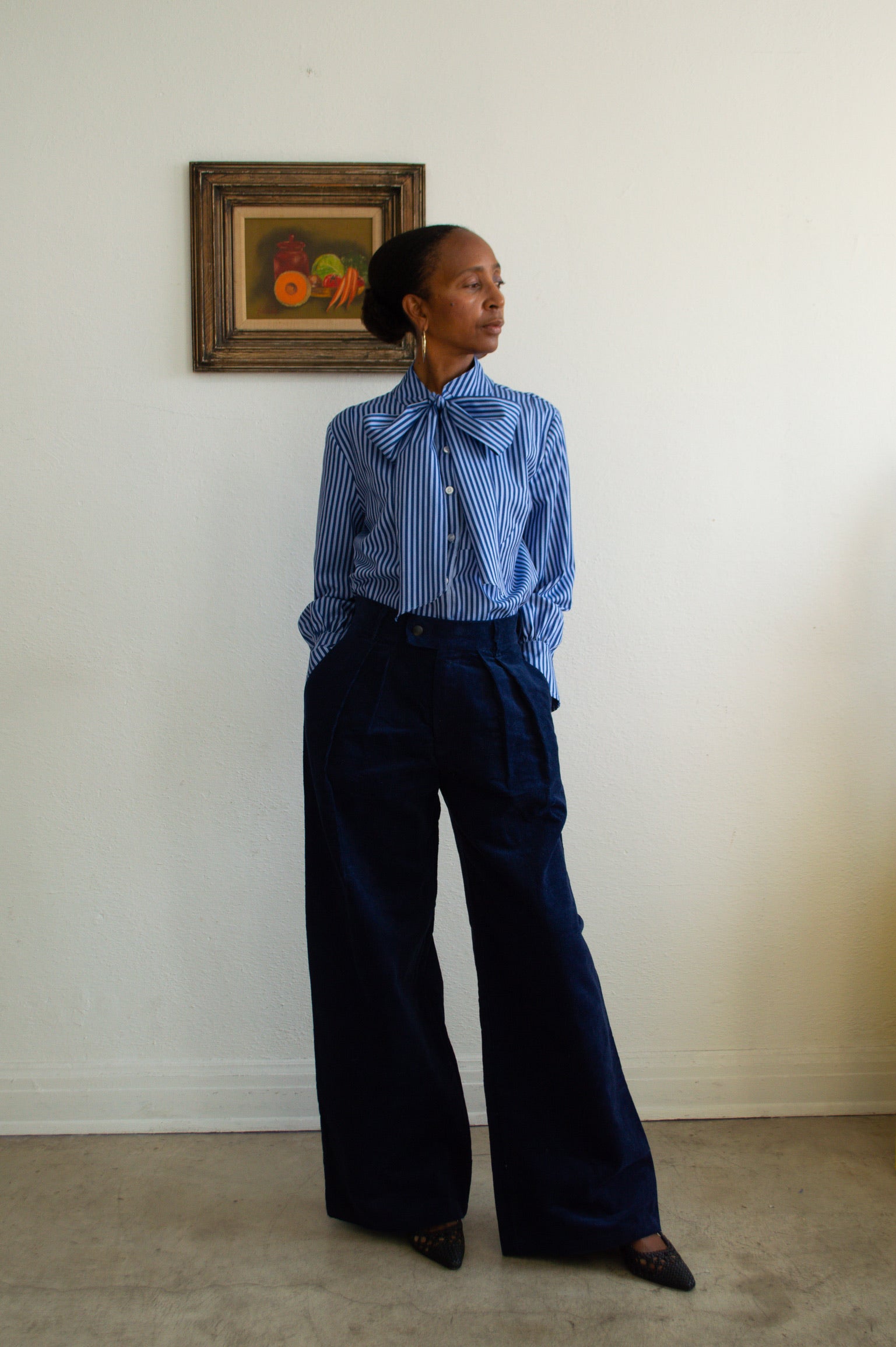 Corduroy Navy Wide leg Pants- Pre-Order – House of Aama