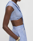 Azaka Sailor Collar Top Blue Stripe - Pre Order
