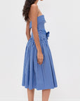 Louise Strapless Blue Stripe Jacquard Dress - Pre Order