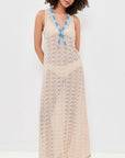 Sailor Lace Crochet Blue Stripe Maxi Dress