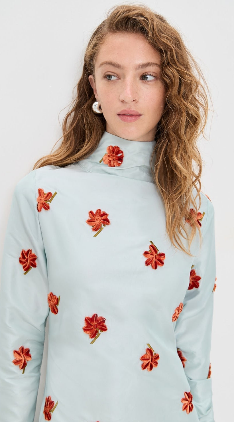 Country Girl Dress- Orange Floral Silk Dupioni