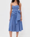 Louise Strapless Blue Stripe Jacquard Dress - Pre Order