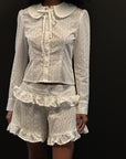 White Dot Floral Ruffle Shorts-Pre-Order