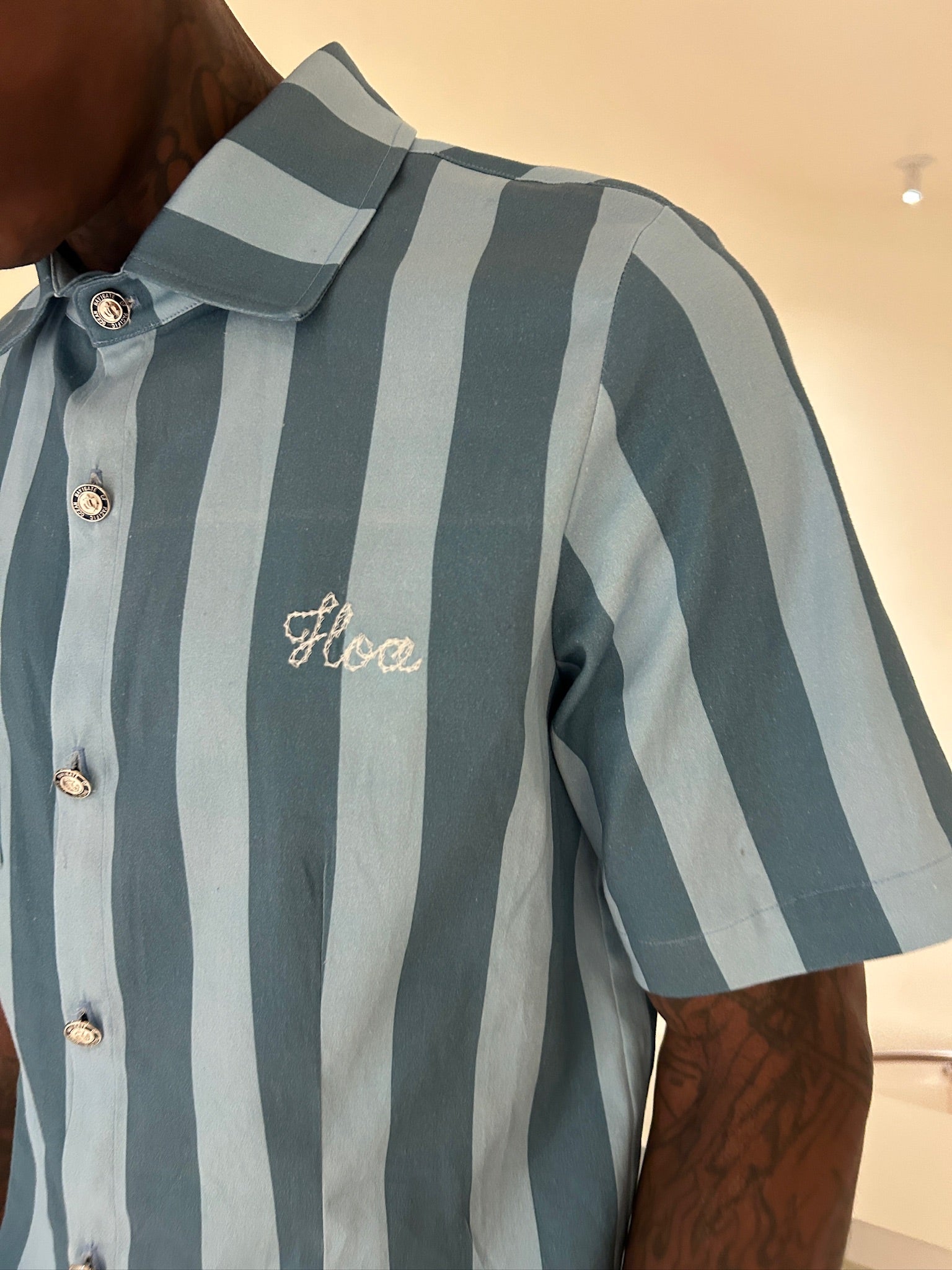Azaka Button Up Blue Stripe- Pre Order