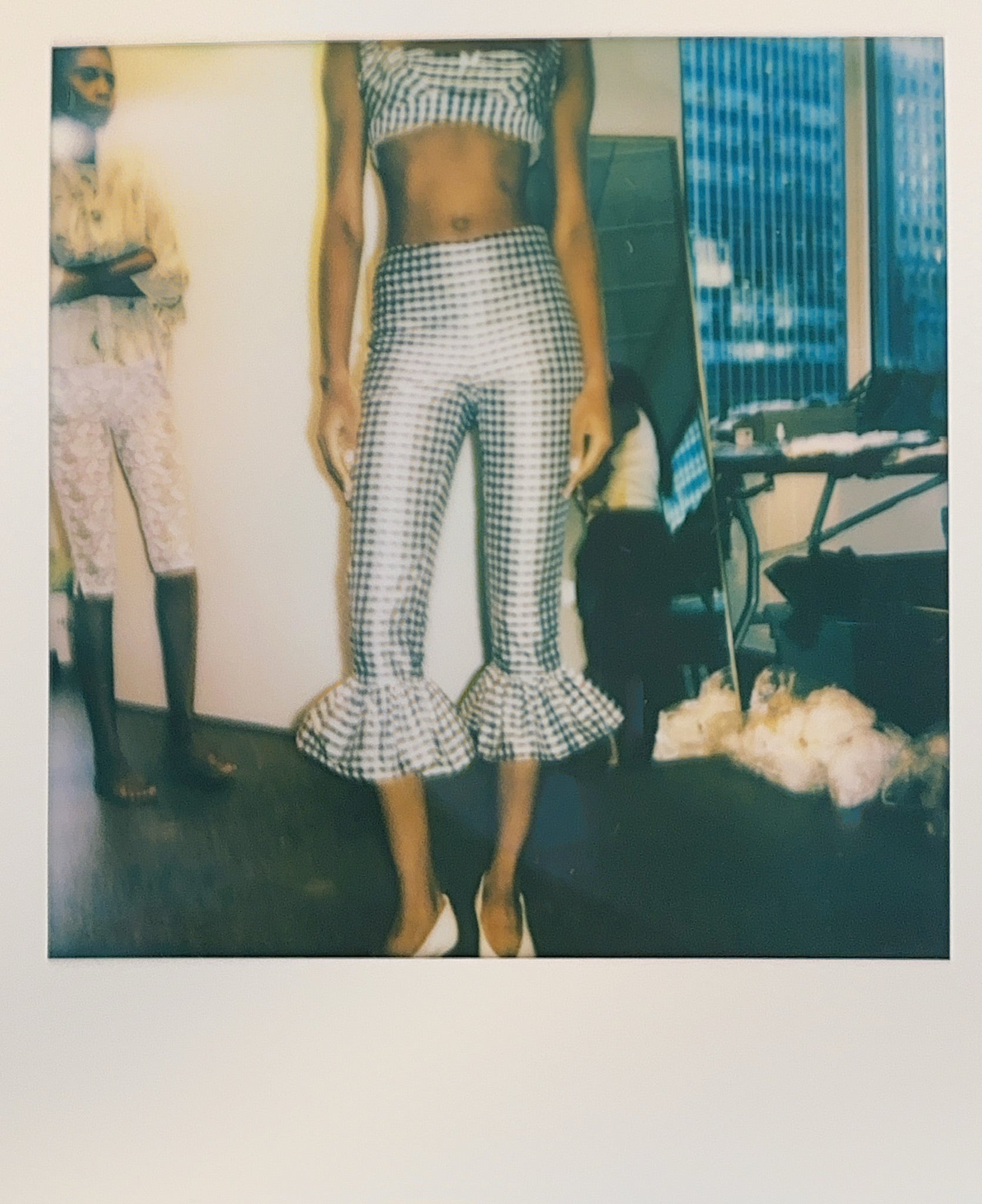 Toni Silk Blue Gingham Capris