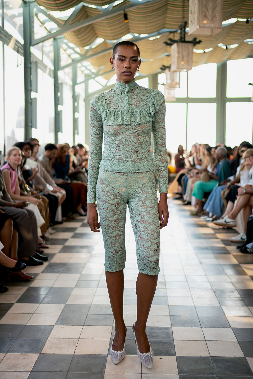 High Neck Lace Top Mint – House of Aama