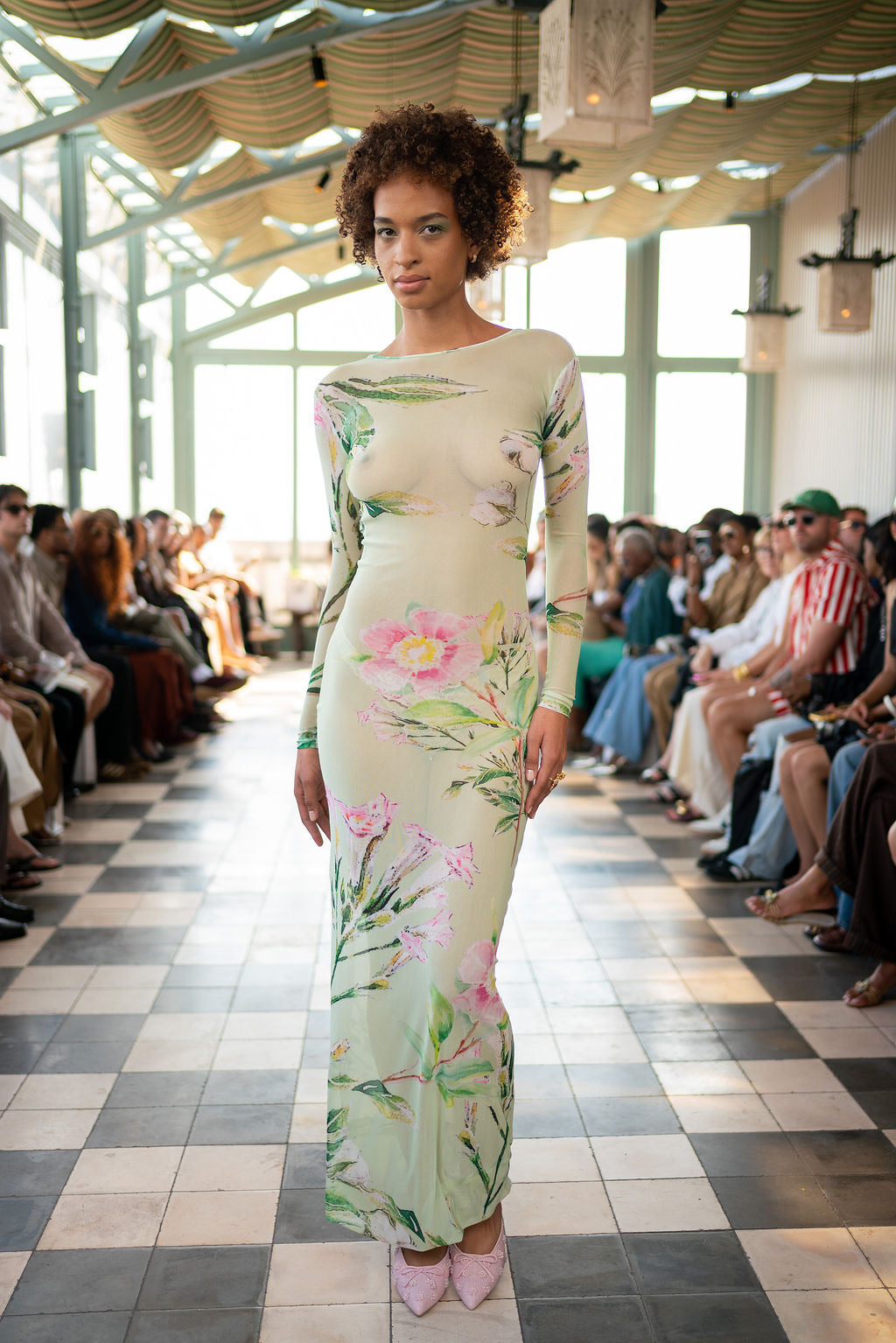 Swamp Rose Maxi Mesh Dress