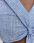 Azaka Sailor Collar Top Blue Stripe - Pre Order