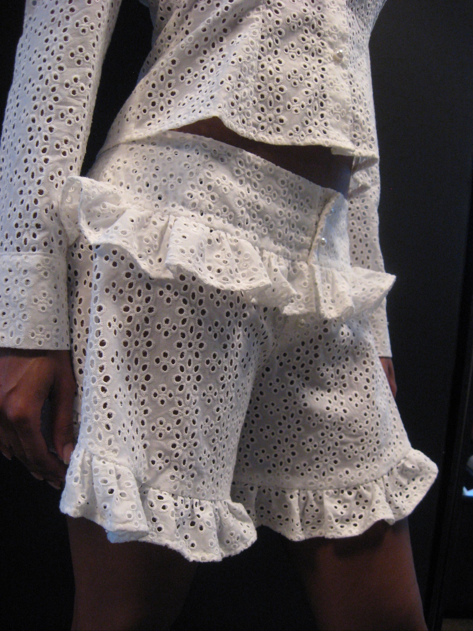 White Dot Floral Ruffle Shorts-Pre-Order