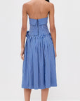 Louise Strapless Blue Stripe Jacquard Dress - Pre Order