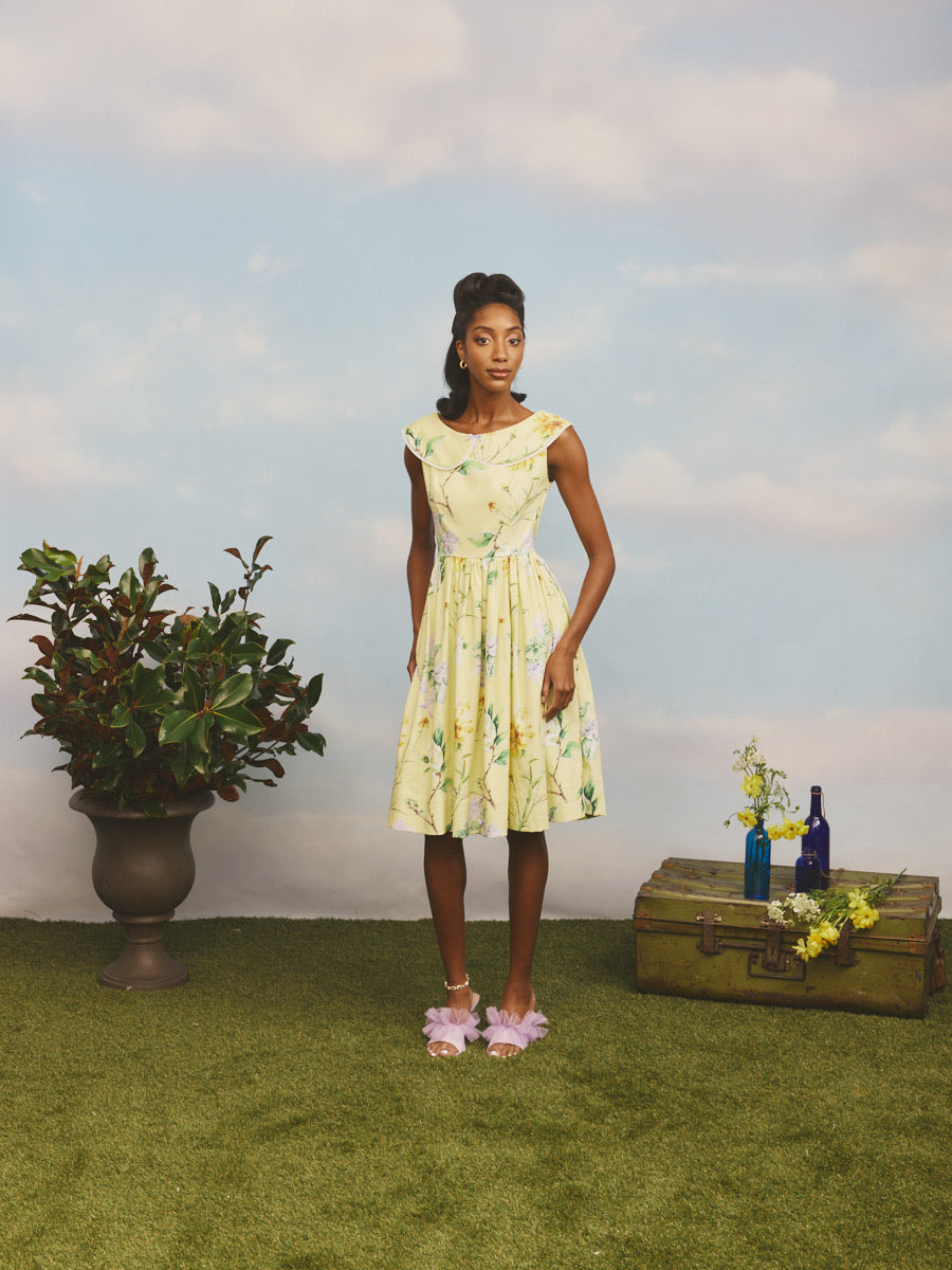Yellow Magnolia Bib Collar Dress -Pre-Order