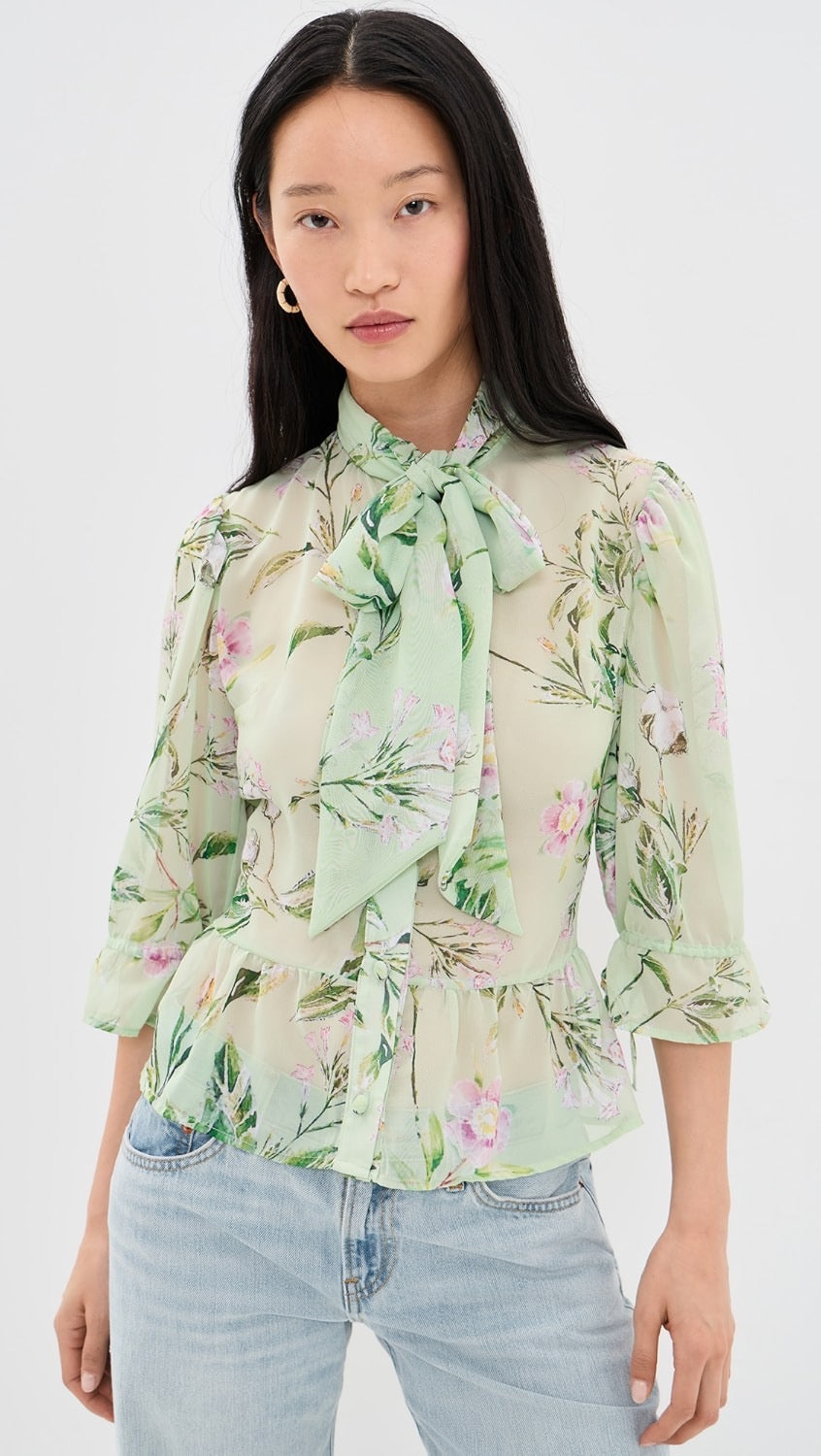 Swamp Rose Victorian Pussybow Top