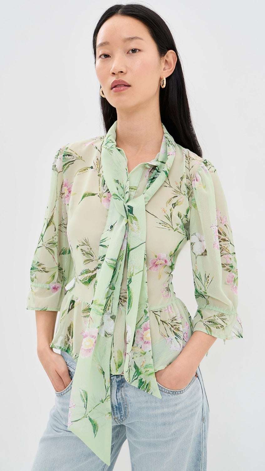 Swamp Rose Victorian Pussybow Top