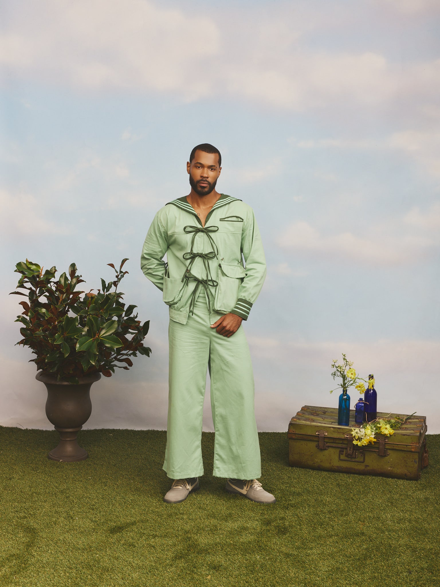 Sailor Pants-Mint/Hunter Green - Pre Order
