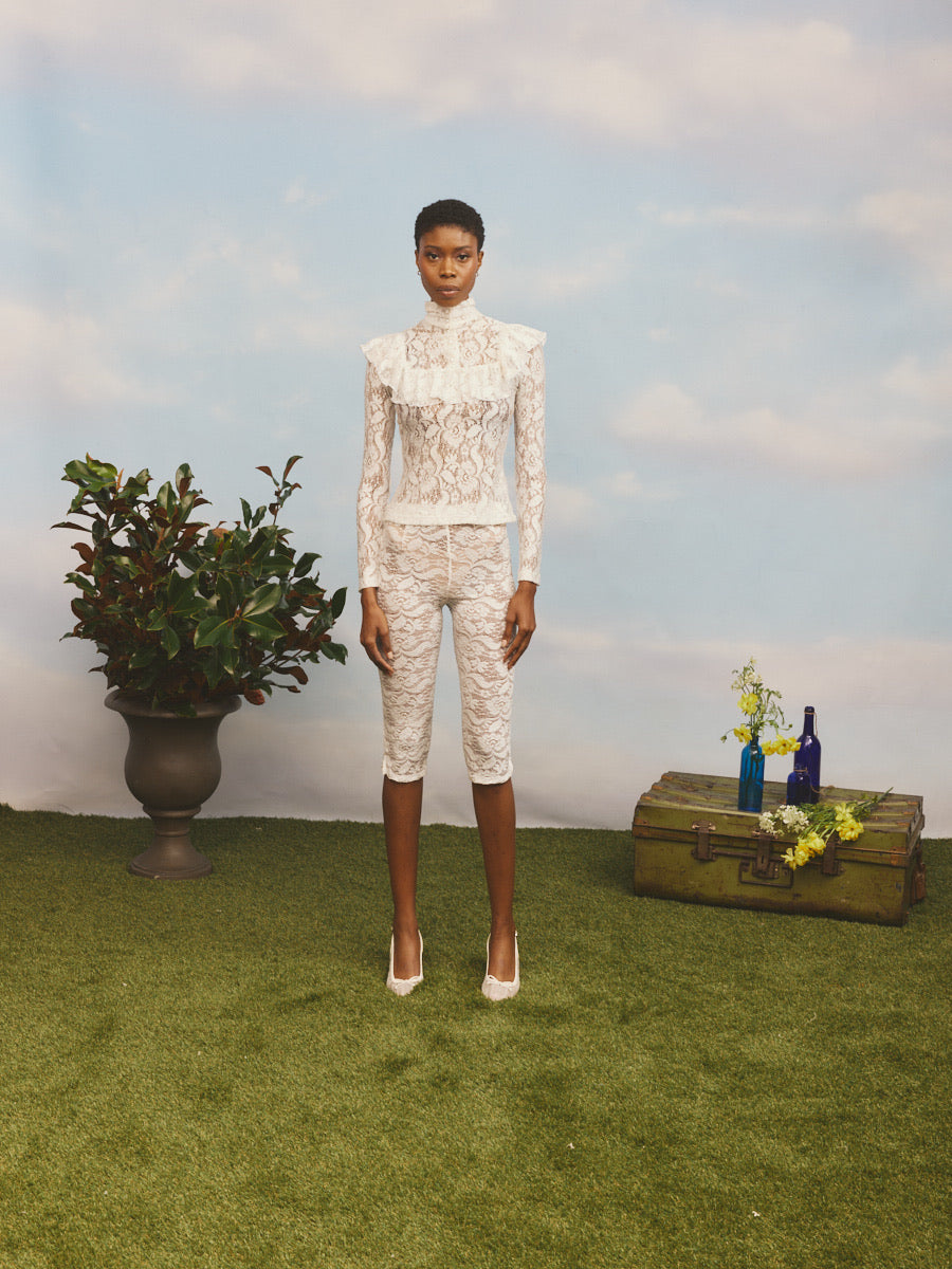 Lace Capris White