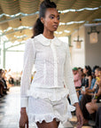 White Dot Floral Ruffle Shorts-Pre-Order