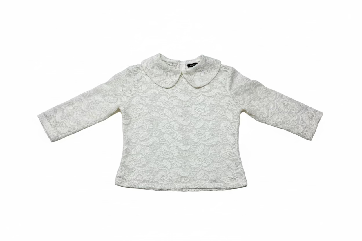 Bib Collar Lace Top White