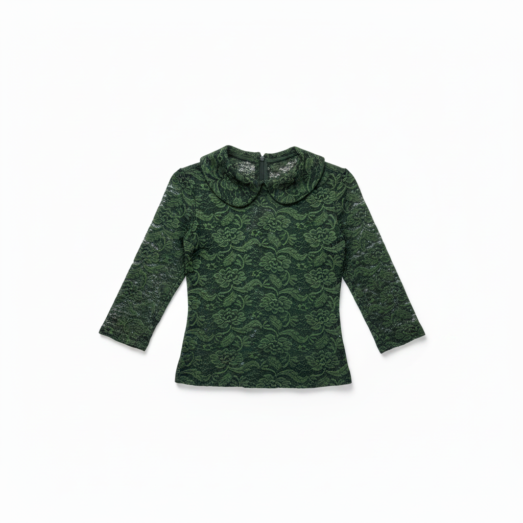Bib Collar Lace Top Hunter Green