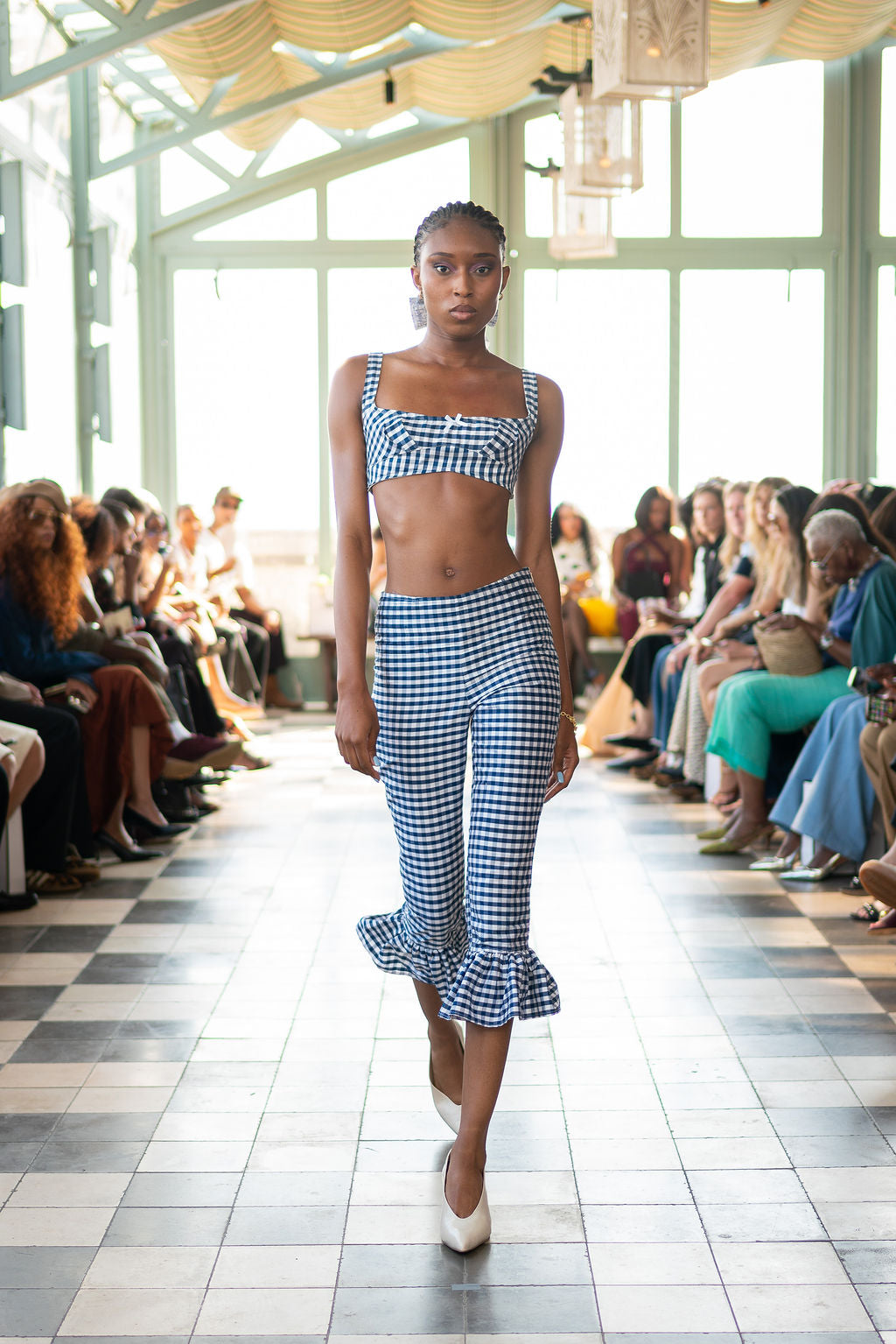 Toni Silk Blue Gingham Bralette