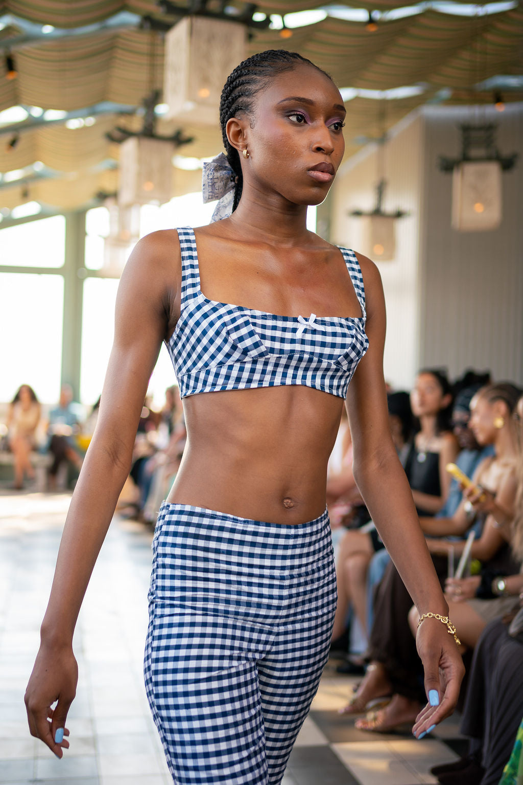 Toni Silk Blue Gingham Bralette