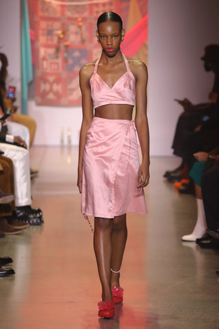 Baby Pink Silk Wrap Skirt