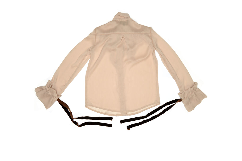 Tan Victorian Silky Pussybow Shirt