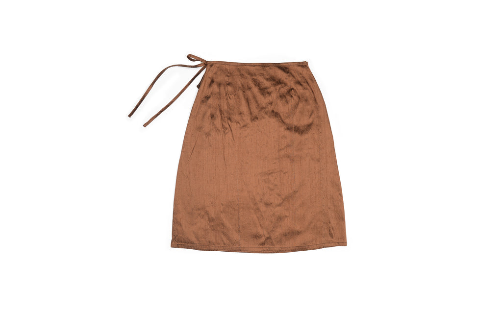 Chocolate Brown Nude Silk Wrap Skirt