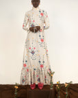 Country Girl Dress- Ivory Floral Silk Dupioni