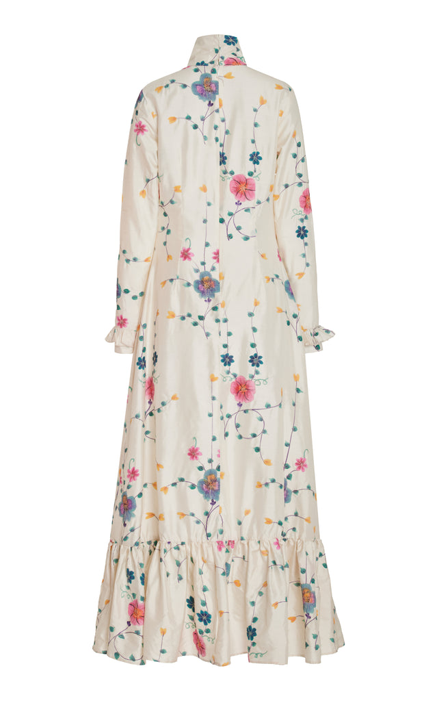 Country Girl Dress- Ivory Floral Silk Dupioni-Pre-Order