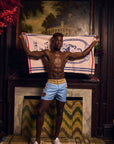 Swim Trunk with Embroidered Patch-Light Blue-Pre Order
