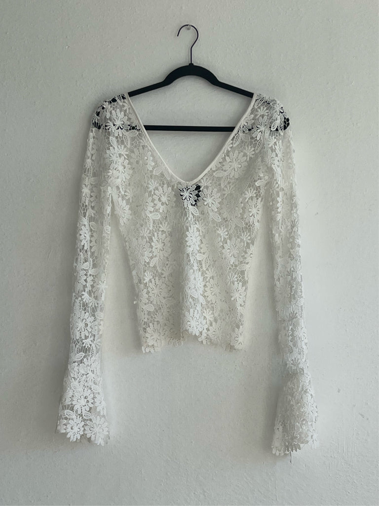 Storyteller V-Neck Lace Crochet Top-Pre-Order