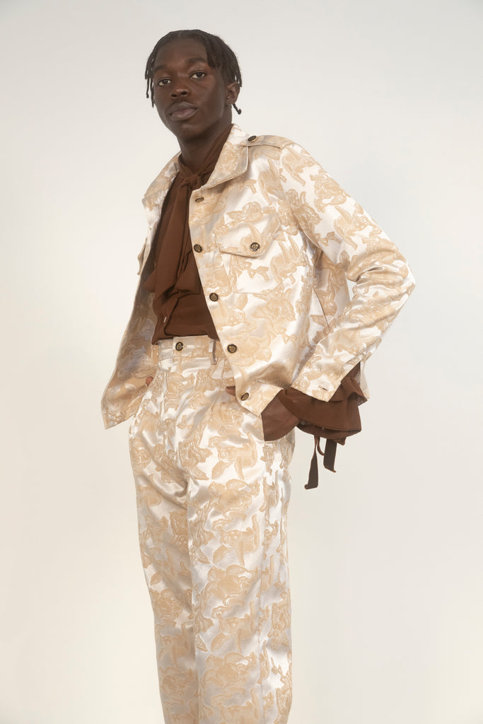 Cherub Ogun Military Jacket-Tan/Creme Jacquard-Pre-Order