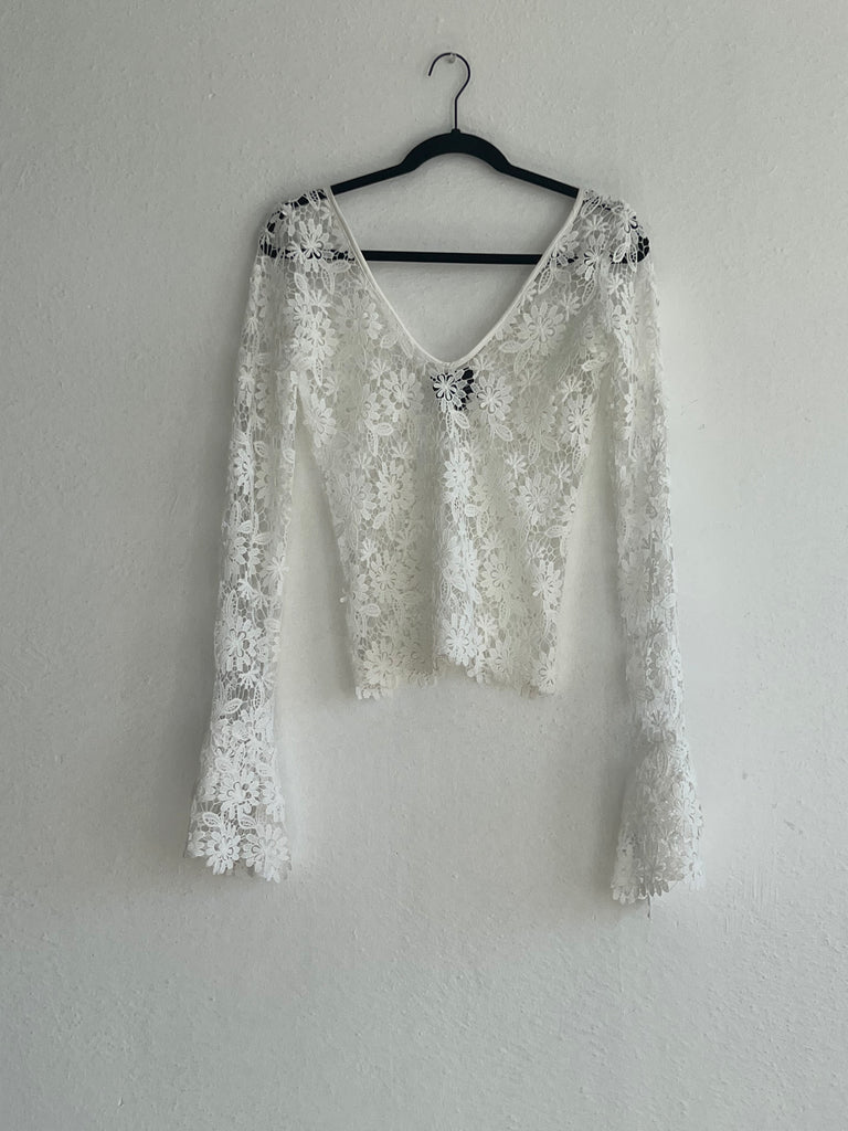 Storyteller V-Neck Lace Crochet Top-Pre-Order