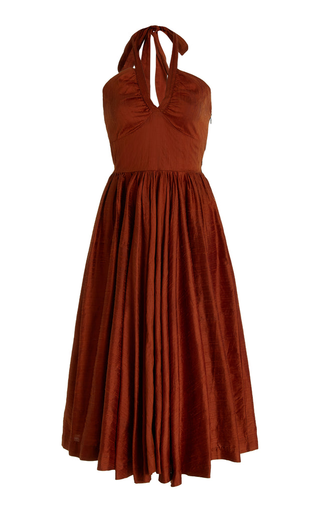 Cocktail Dress Full Skirt-Silk Dupioni Brown-Pre-Order